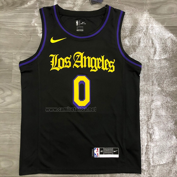 Camiseta Los Angeles Lakers Kyle Kuzma #0 Ciudad 2019-20 Negro